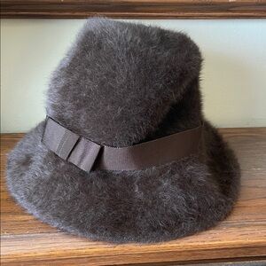 Vintage Kangol England angora rabbit hair bucket hat brown